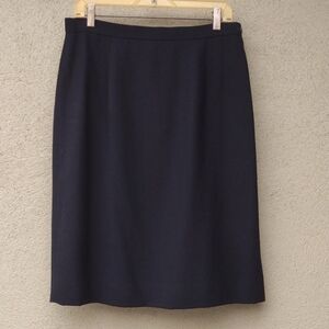Vintage Jones New York Navy Wool Midi Side Slit Skirt 14